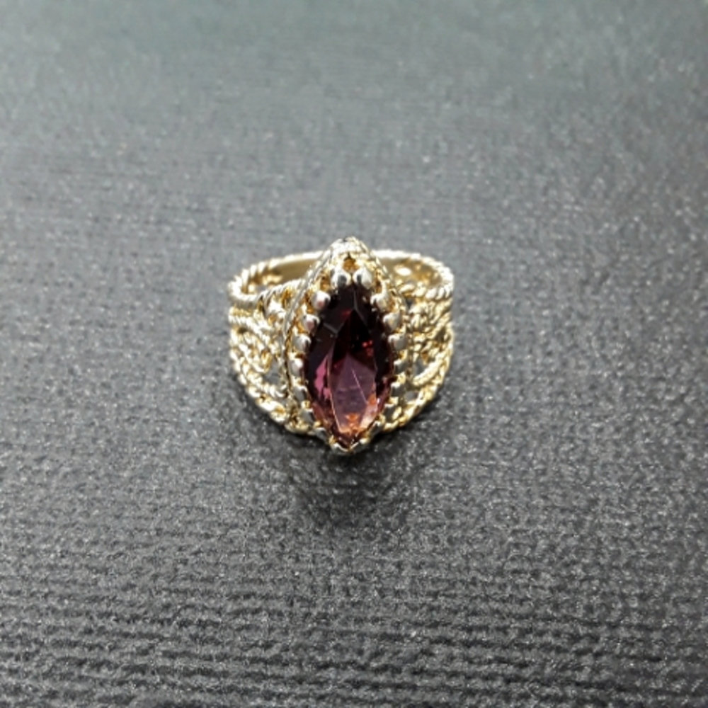 Vintage gold plated amethyst filigree size 7 ring